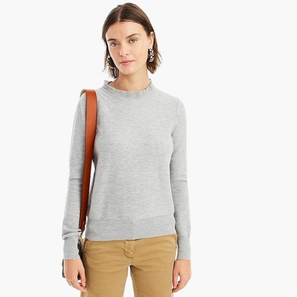 J. Crew Sweaters - J. CREW Ruffle Neck Pullover Sweater Gray {S42}